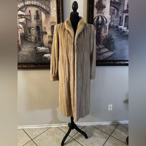 Luxurious,Saga Mink Beige Fur Coat. Size 8 - 44” Length.